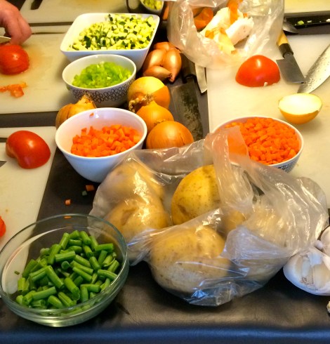 Our ingredients, all chopped and ready for assembly.